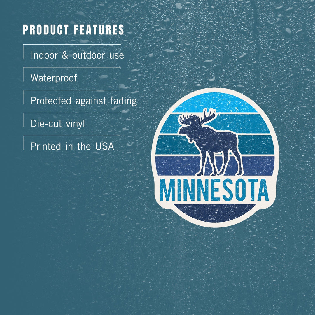 Minnesota, Moose, Contour, Vinyl Sticker - Lantern Press
