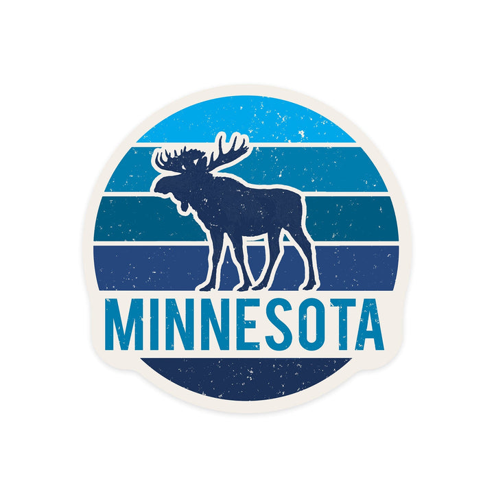 Minnesota, Moose, Contour, Vinyl Sticker - Lantern Press