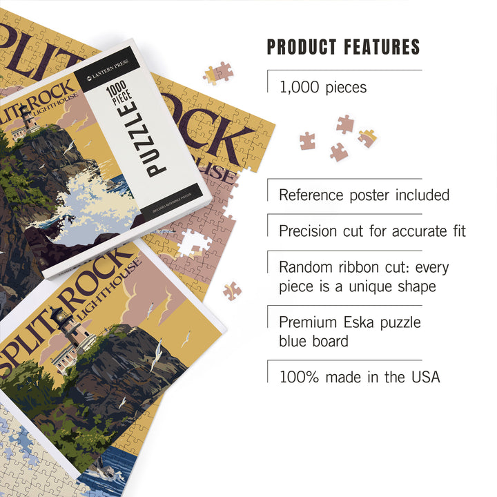 Minnesota, Split Rock Lighthouse on Lake Superior, Jigsaw Puzzle Puzzle Lantern Press