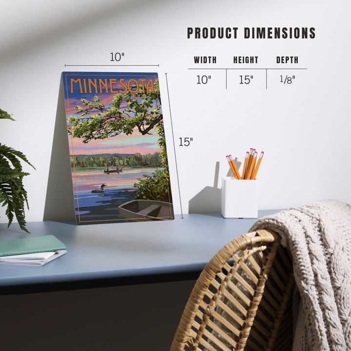 Minnesota, Summer Lake Sunset Scene, Lantern Press Artwork, Wood Signs and Postcards - Lantern Press