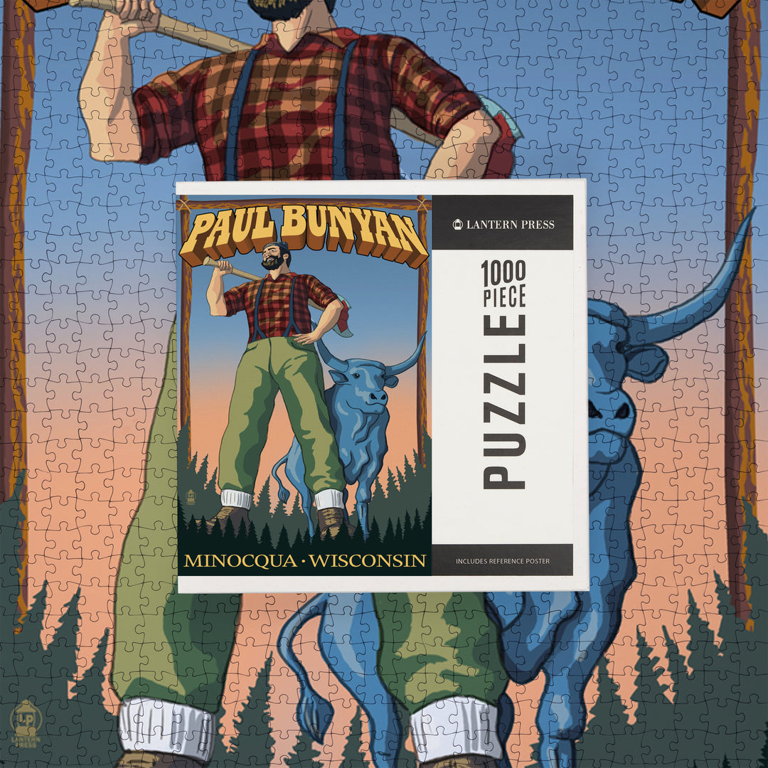 Minocqua, Wisconsin, Paul Bunyan, Jigsaw Puzzle Puzzle Lantern Press