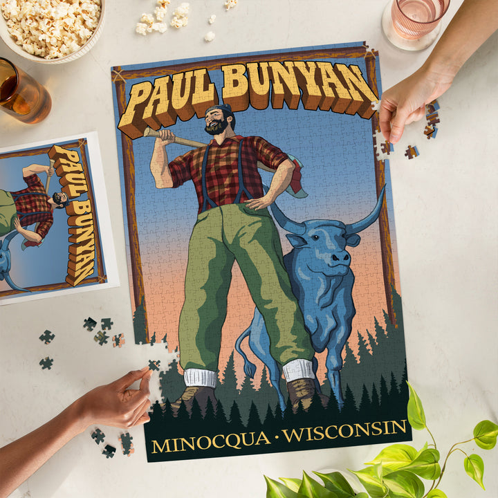 Minocqua, Wisconsin, Paul Bunyan, Jigsaw Puzzle Puzzle Lantern Press