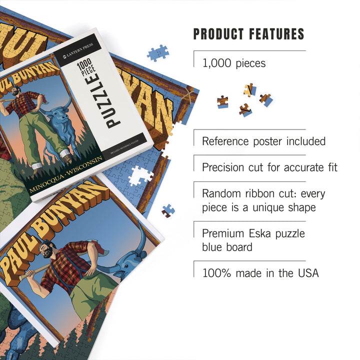 Minocqua, Wisconsin, Paul Bunyan, Jigsaw Puzzle Puzzle Lantern Press