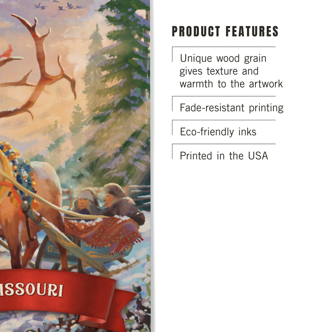 Missouri, Christmas Sleigh Ride, Wood Signs and Postcards Wood Lantern Press