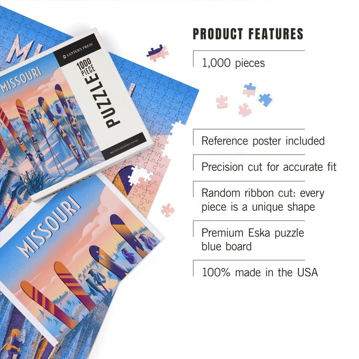 Missouri, Prepare for Takeoff, Skis in Snowbank, Jigsaw Puzzle Puzzle Lantern Press