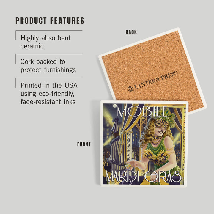 Mobile, Alabama, Mardi Gras, Coasters Coasters Lantern Press