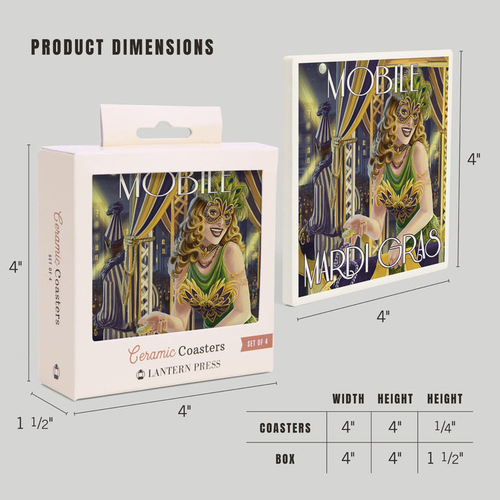 Mobile, Alabama, Mardi Gras, Coasters Coasters Lantern Press