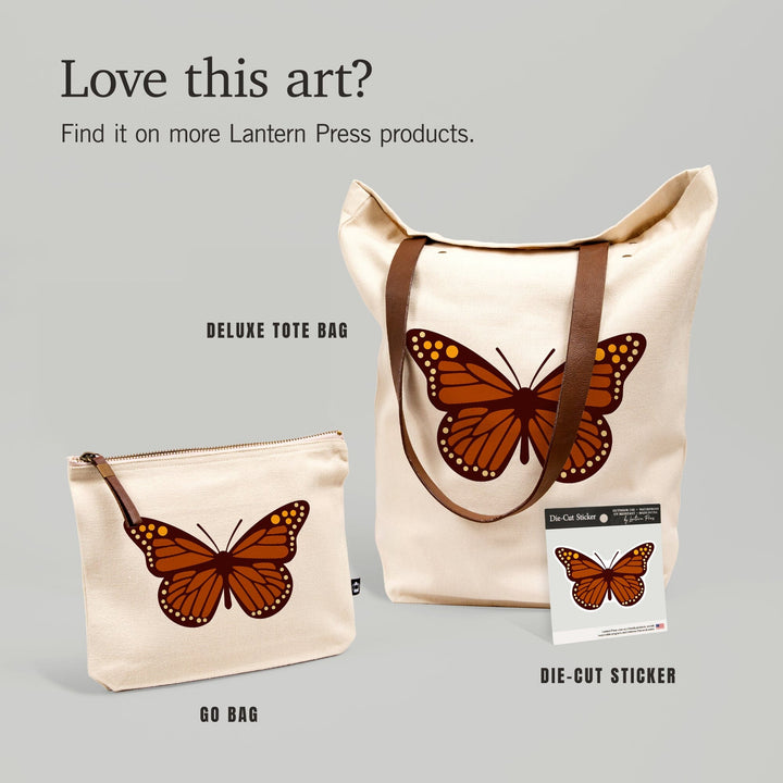Monarch Butterfly, Geometric, Contour, Lantern Press Artwork, Vinyl Sticker Sticker Lantern Press