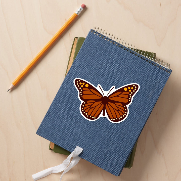 Monarch Butterfly, Geometric, Contour, Lantern Press Artwork, Vinyl Sticker Sticker Lantern Press