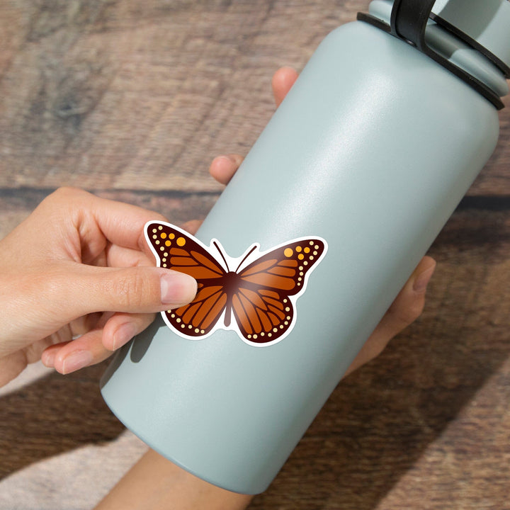 Monarch Butterfly, Geometric, Contour, Lantern Press Artwork, Vinyl Sticker Sticker Lantern Press