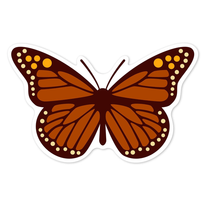 Monarch Butterfly, Geometric, Contour, Lantern Press Artwork, Vinyl Sticker Sticker Lantern Press