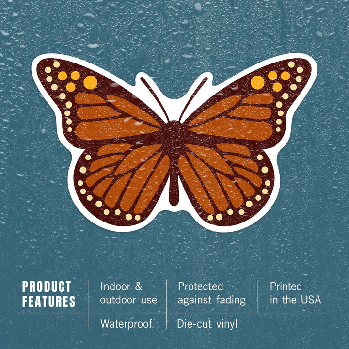 Monarch Butterfly, Geometric, Contour, Lantern Press Artwork, Vinyl Sticker Sticker Lantern Press