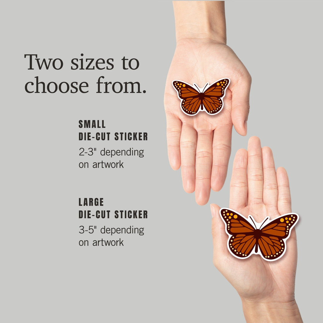 Monarch Butterfly, Geometric, Contour, Lantern Press Artwork, Vinyl Sticker Sticker Lantern Press
