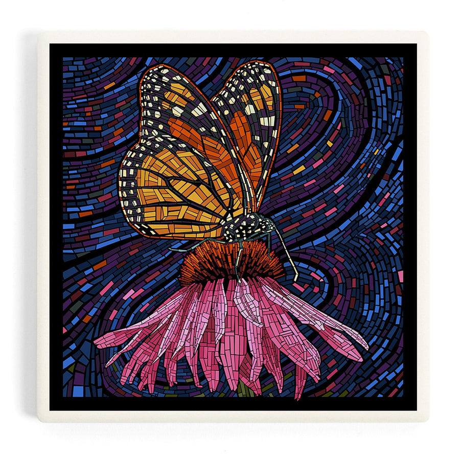 Monarch Butterfly, Paper Mosaic, Coasters Coasters Lantern Press