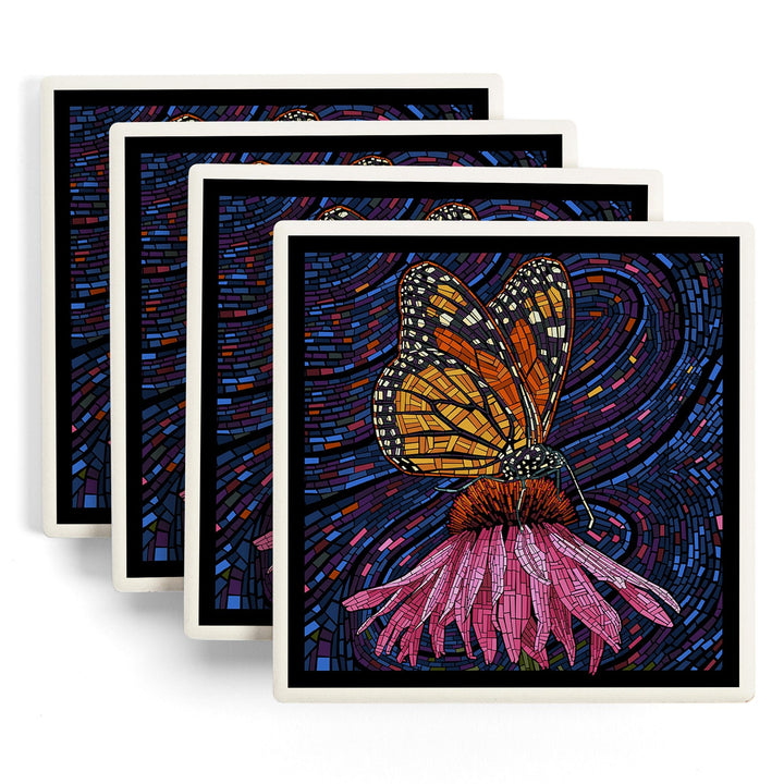 Monarch Butterfly, Paper Mosaic, Coasters Coasters Lantern Press