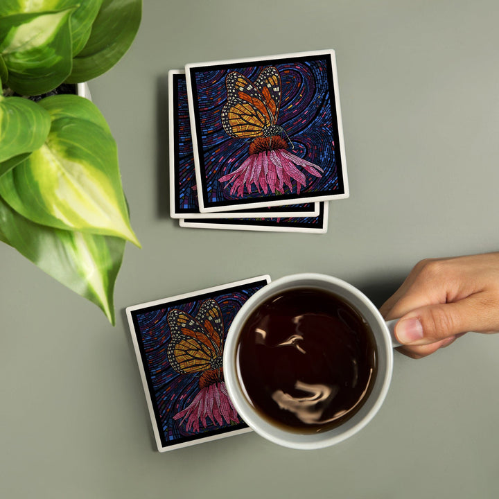Monarch Butterfly, Paper Mosaic, Coasters Coasters Lantern Press