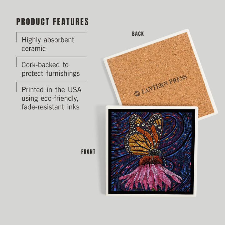 Monarch Butterfly, Paper Mosaic, Coasters Coasters Lantern Press