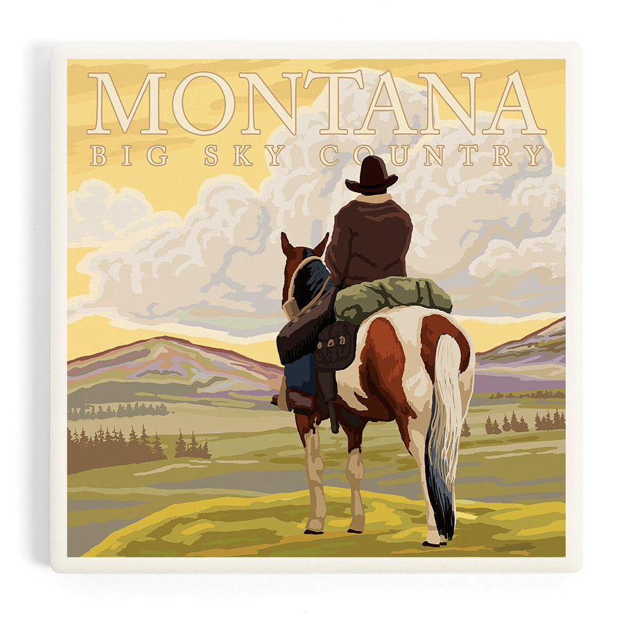 Montana, Big Sky Country, Cowboy, Coasters Coasters Lantern Press
