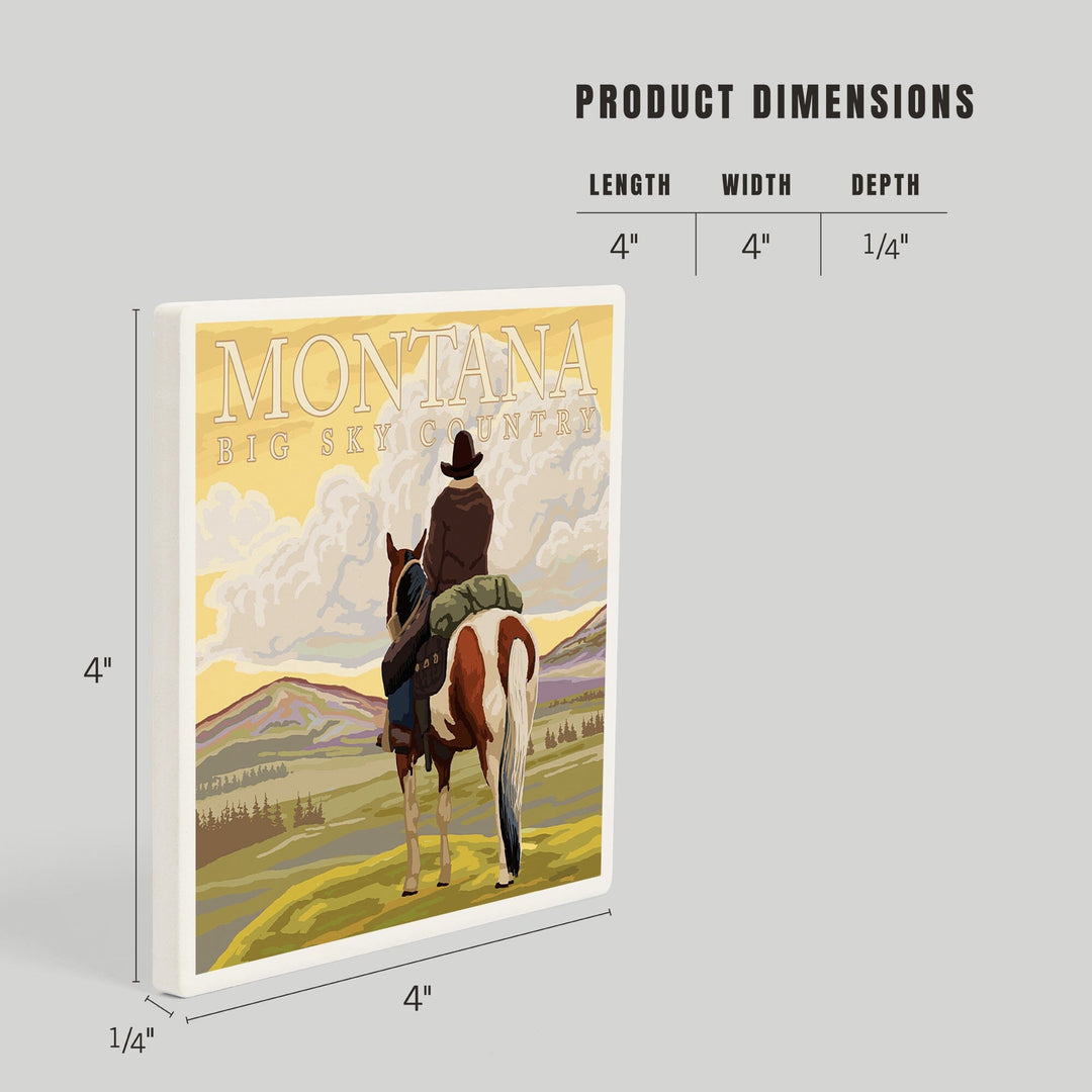 Montana, Big Sky Country, Cowboy, Coasters Coasters Lantern Press