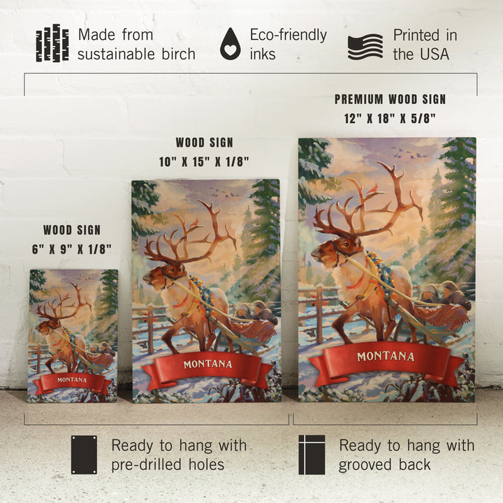 Montana, Christmas Sleigh Ride, Wood Signs and Postcards Wood Lantern Press