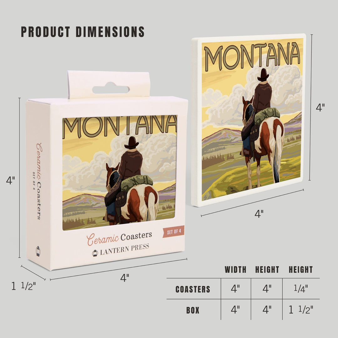 Montana, Cowboy and Horse, Coasters Coasters Lantern Press