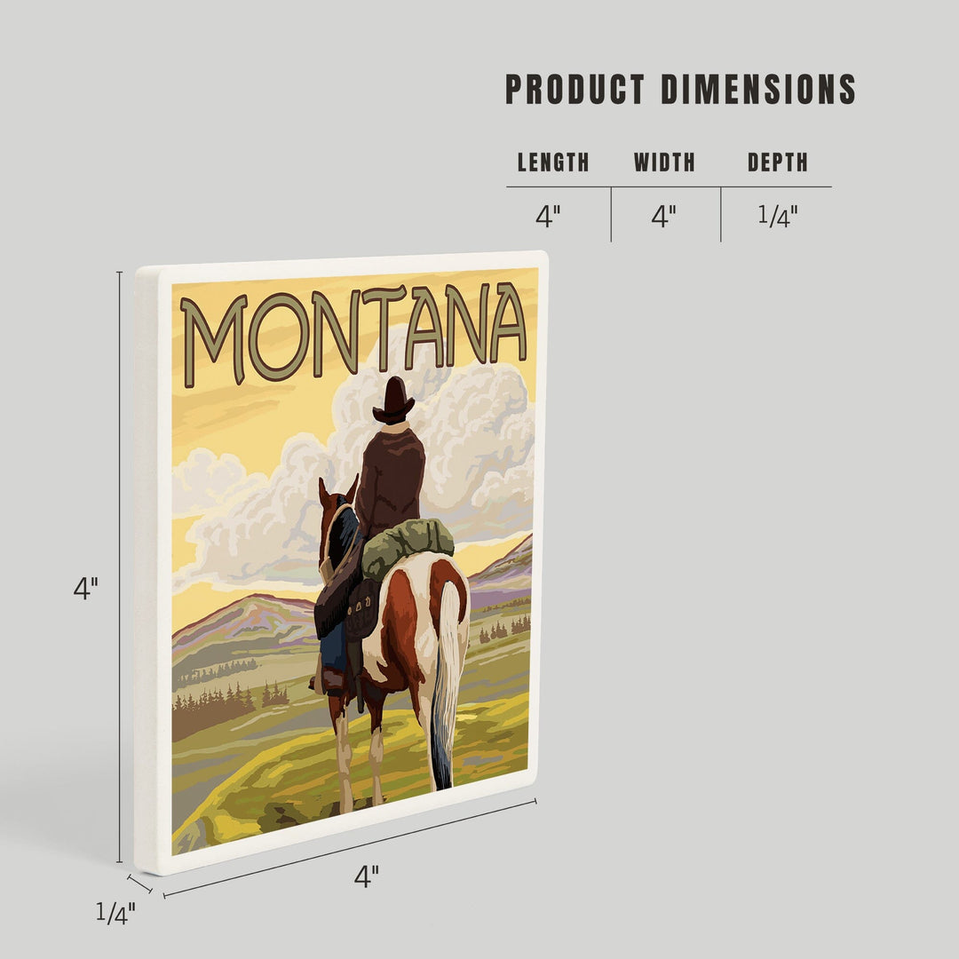 Montana, Cowboy and Horse, Coasters Coasters Lantern Press