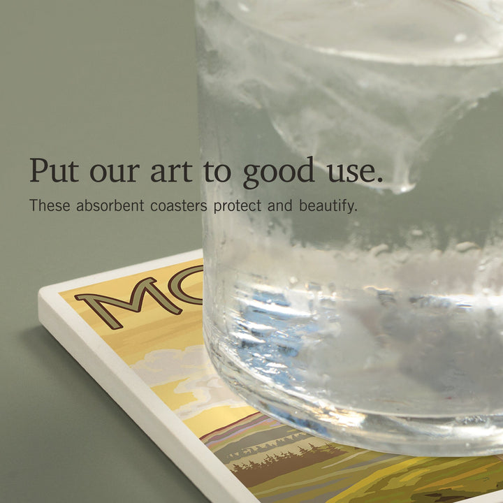 Montana, Cowboy and Horse, Coasters Coasters Lantern Press