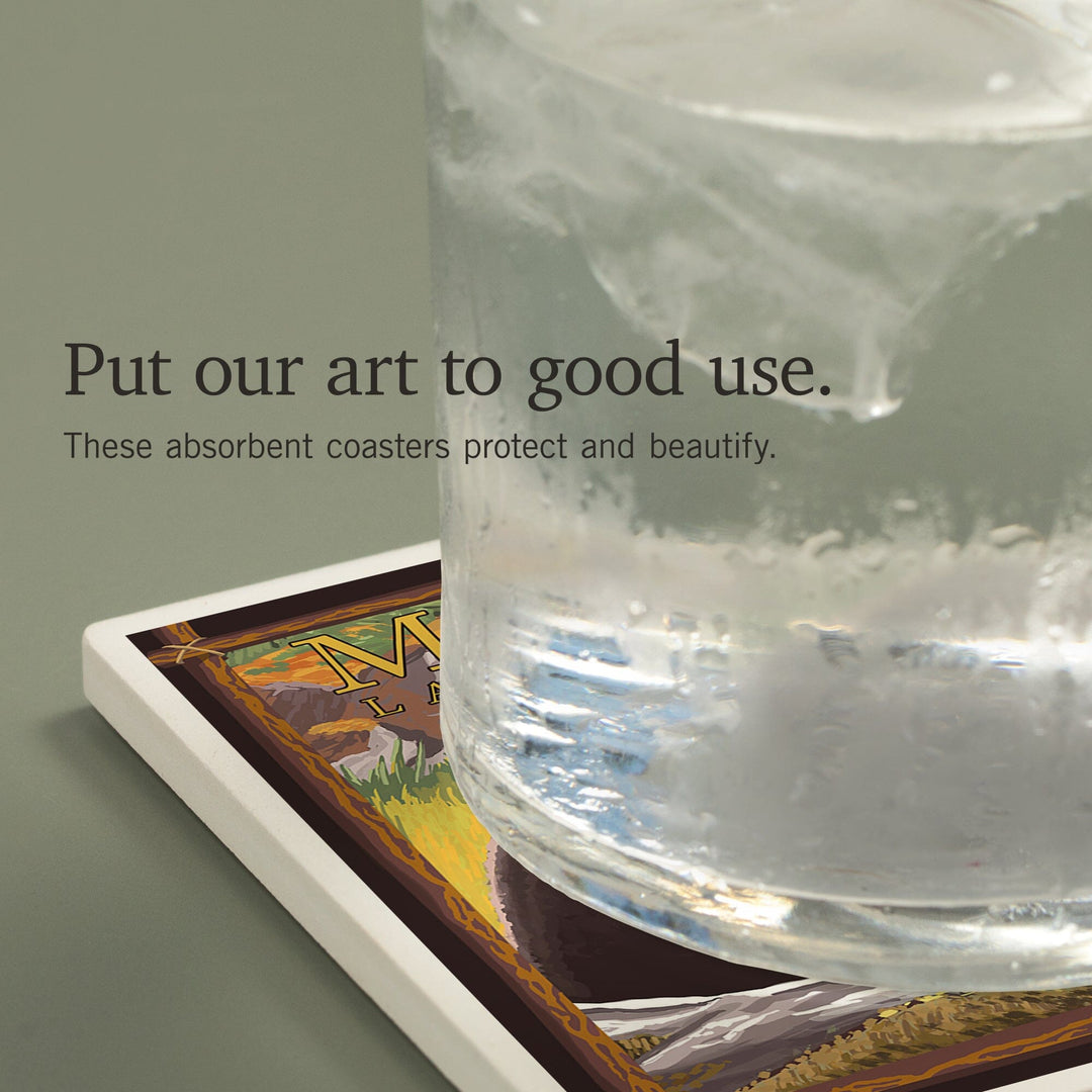 Montana, Last Best Place, Bear in Forest, Coasters Coasters Lantern Press