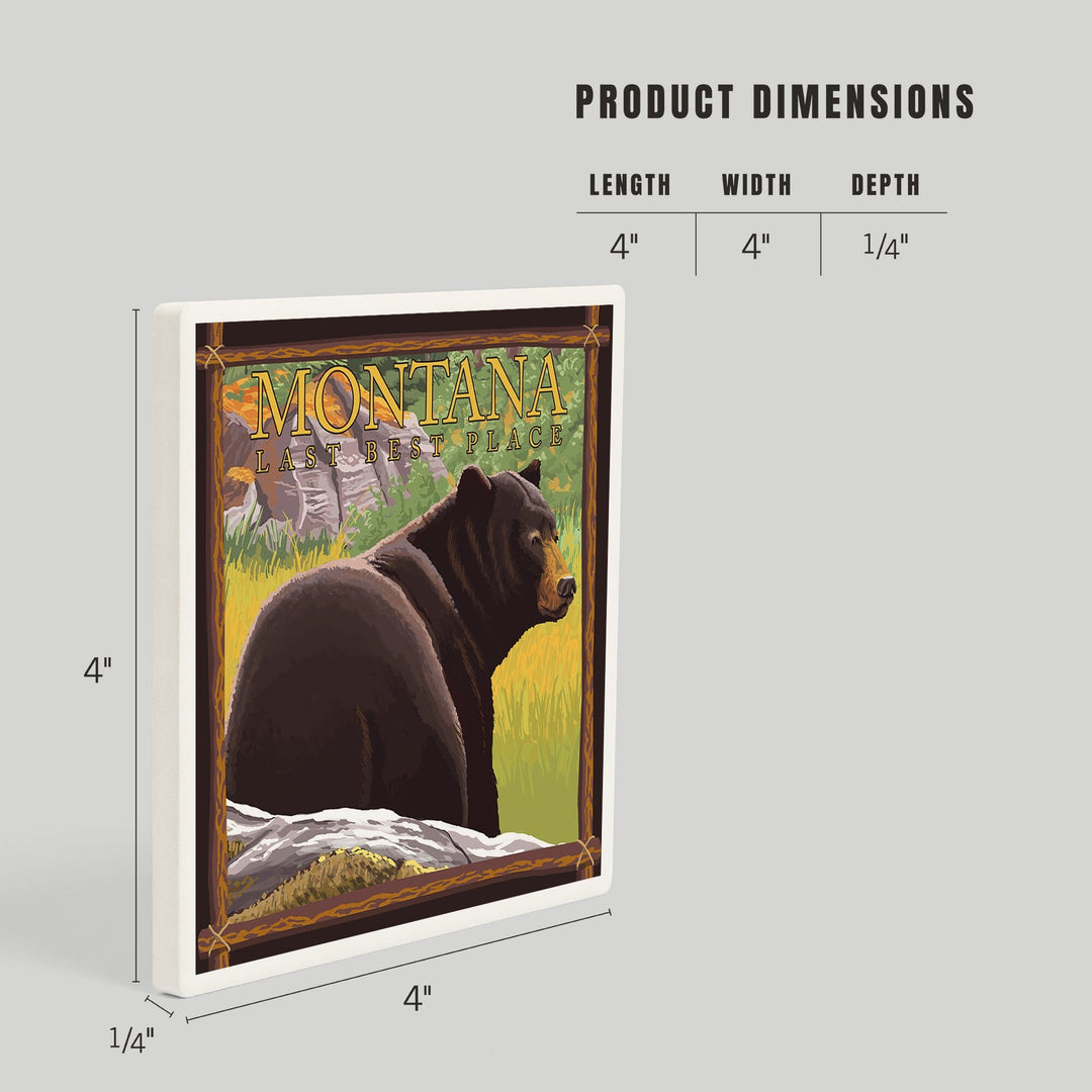 Montana, Last Best Place, Bear in Forest, Coasters Coasters Lantern Press