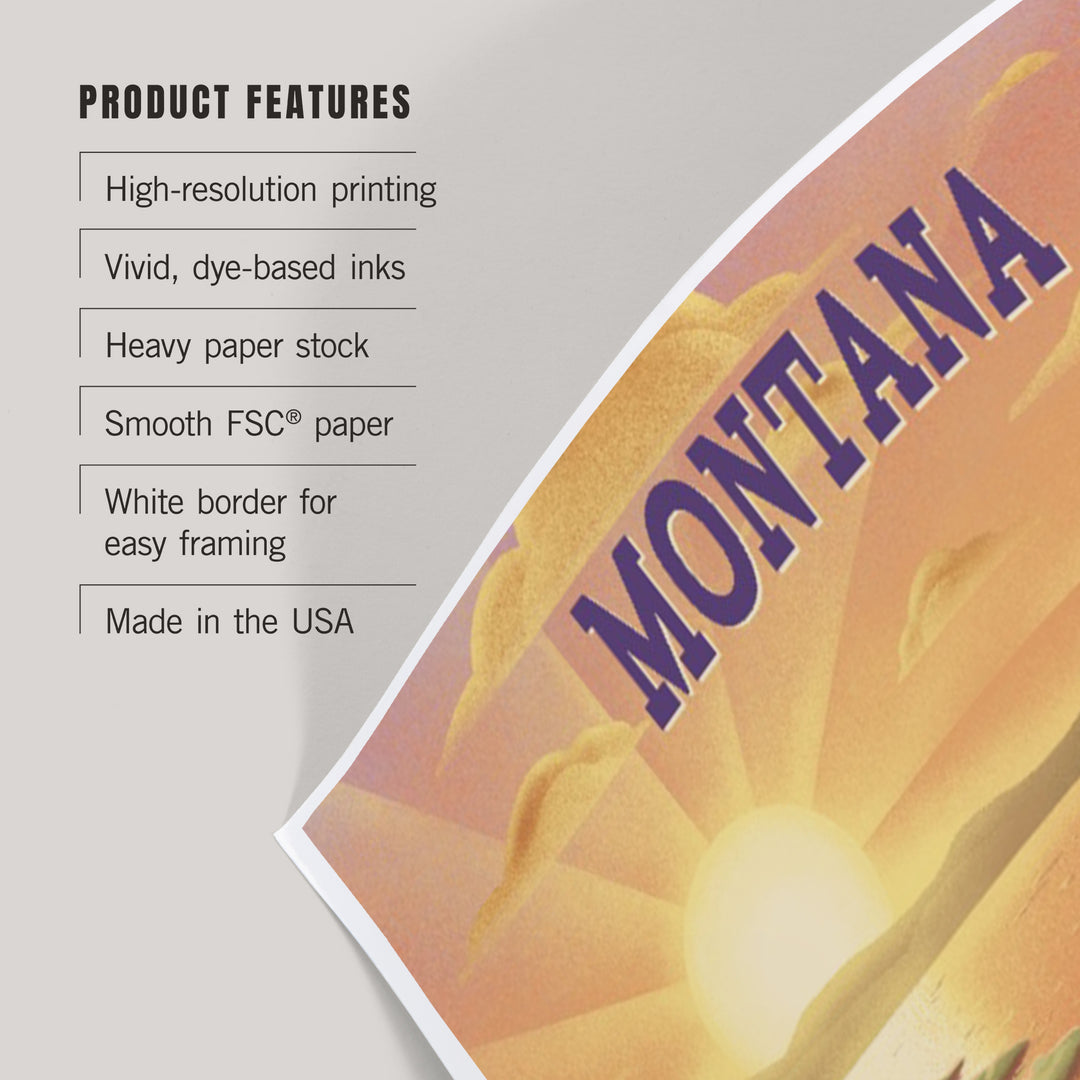 Montana, Lithograph, Bear and Spring Flowers, Lake, Art & Giclee Prints Art Lantern Press