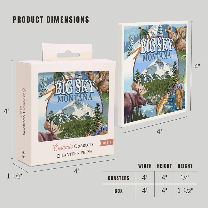 Montana, Montage Scenes, Coasters Coasters Lantern Press