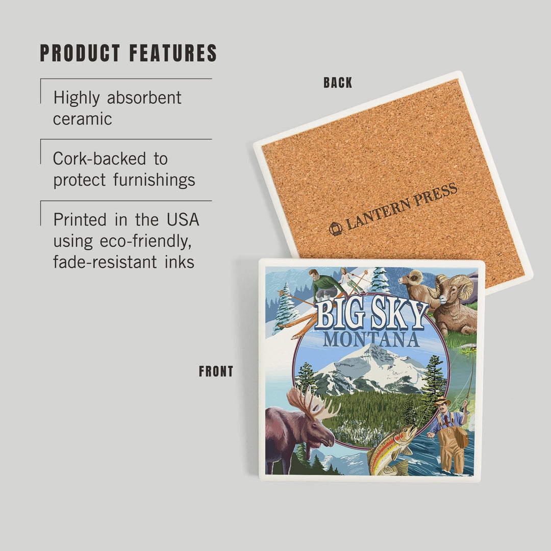 Montana, Montage Scenes, Coasters Coasters Lantern Press