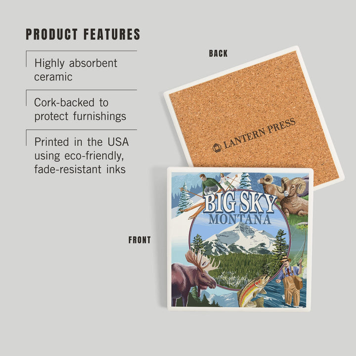 Montana, Montage Scenes, Coasters Coasters Lantern Press