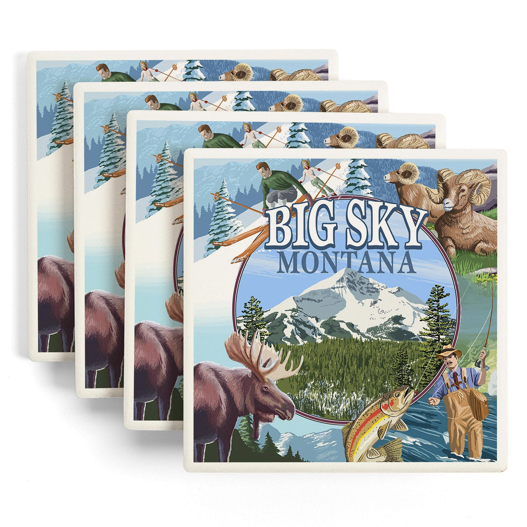 Montana, Montage Scenes, Coasters Coasters Lantern Press