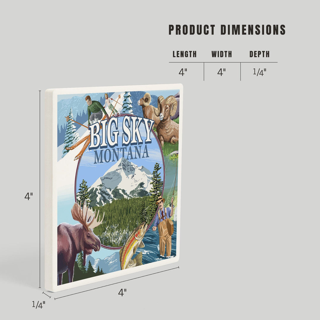Montana, Montage Scenes, Coasters Coasters Lantern Press