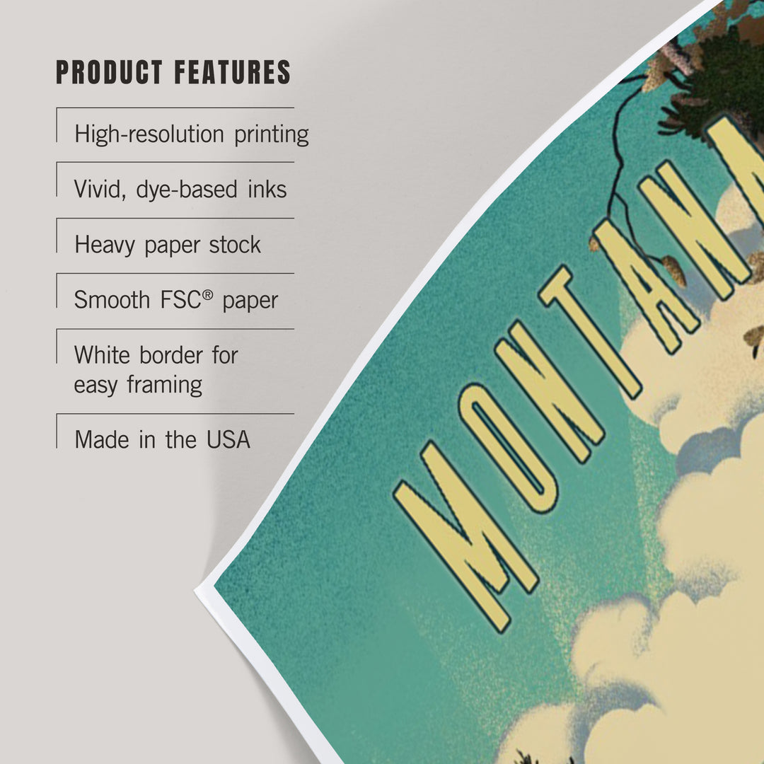Montana, Moose and Lake, Lithograph, Art & Giclee Prints Art Lantern Press