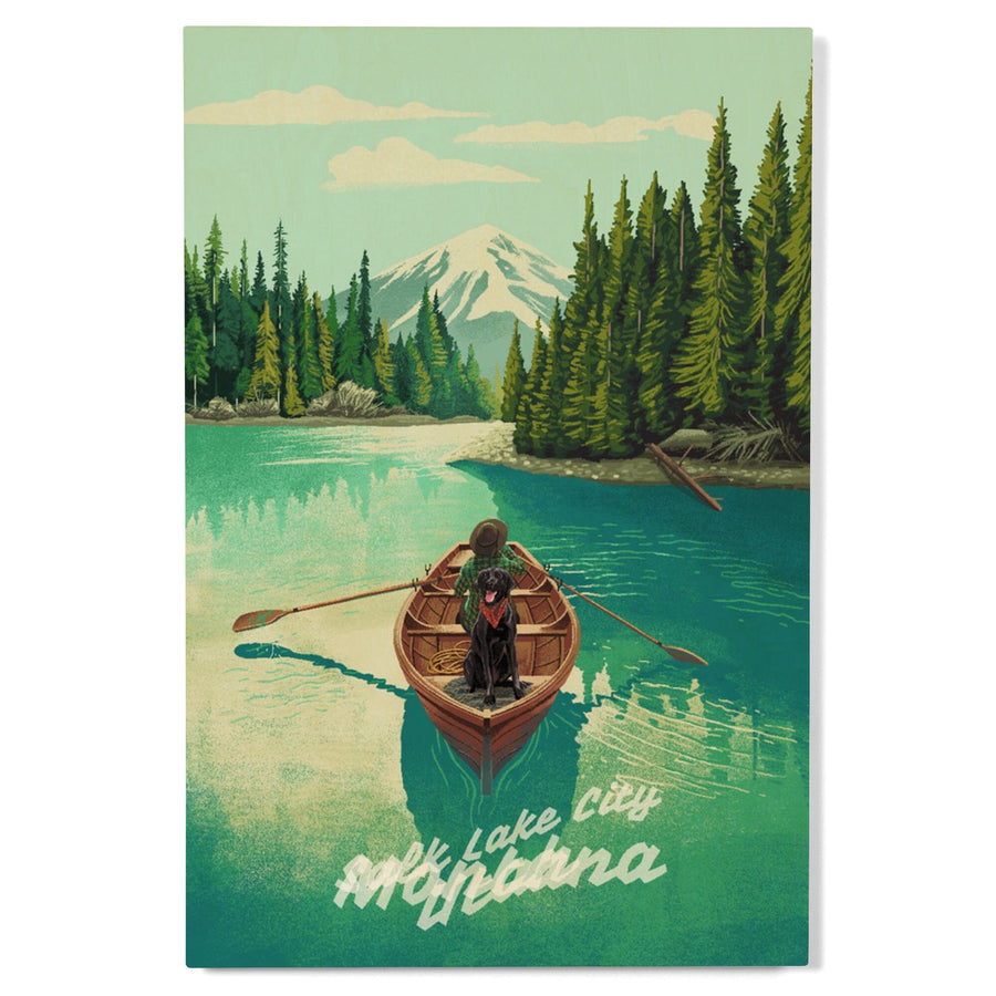 Montana, Quiet Explorer, Boating, Mountain, Wood Signs and Postcards Wood Lantern Press