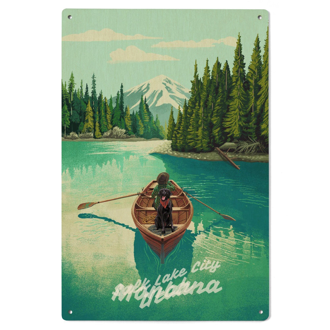 Montana, Quiet Explorer, Boating, Mountain, Wood Signs and Postcards Wood Lantern Press