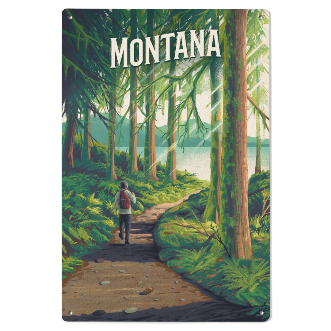 Montana, Walk In The Woods, Day Hike, Wood Signs and Postcards Wood Lantern Press