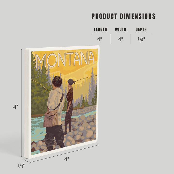 Montana, Women Fly Fishing, Coasters Coasters Lantern Press