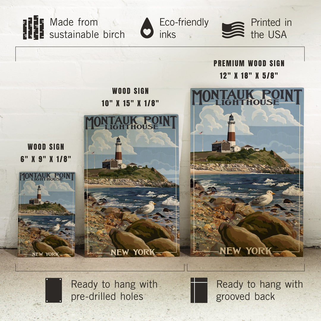 Montauk Point Lighthouse, New York, Lantern Press Artwork, Wood Signs and Postcards Wood Lantern Press