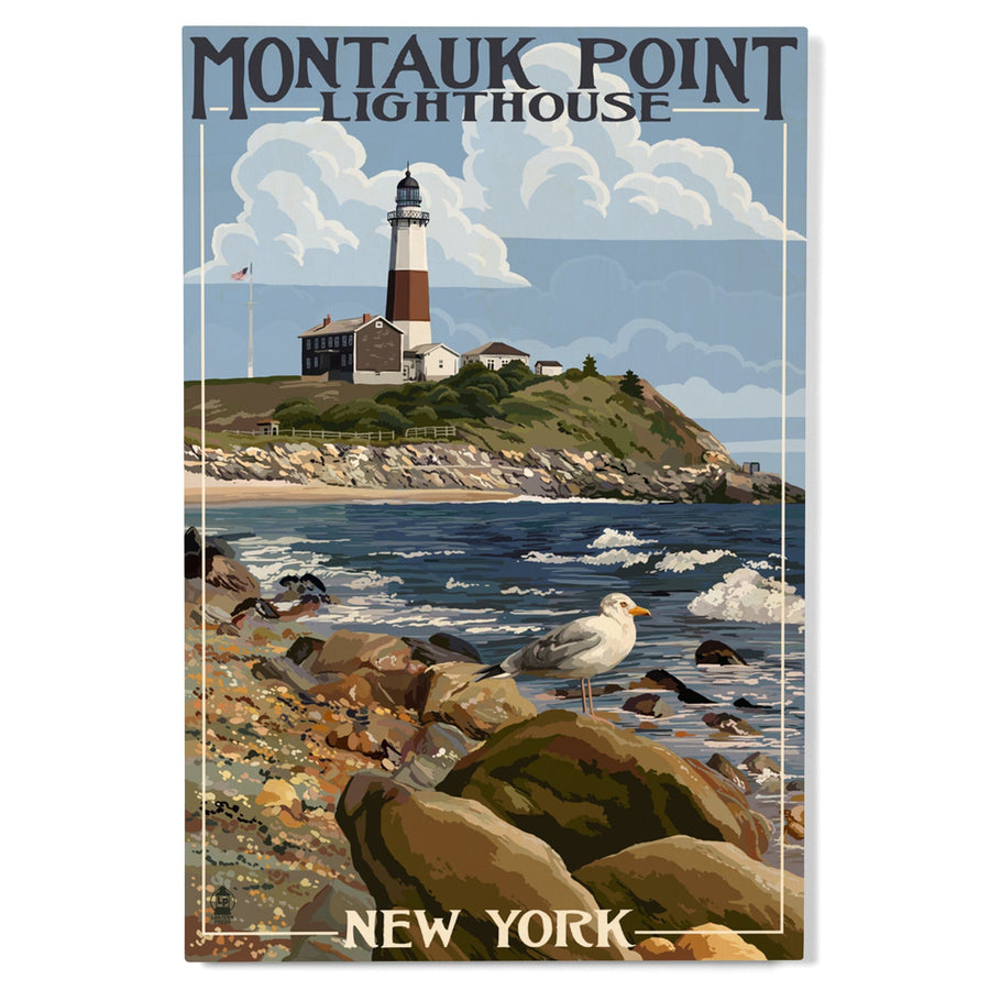 Montauk Point Lighthouse, New York, Lantern Press Artwork, Wood Signs and Postcards Wood Lantern Press