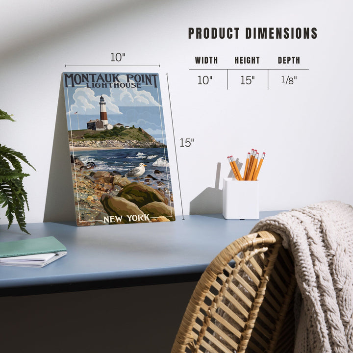 Montauk Point Lighthouse, New York, Lantern Press Artwork, Wood Signs and Postcards Wood Lantern Press