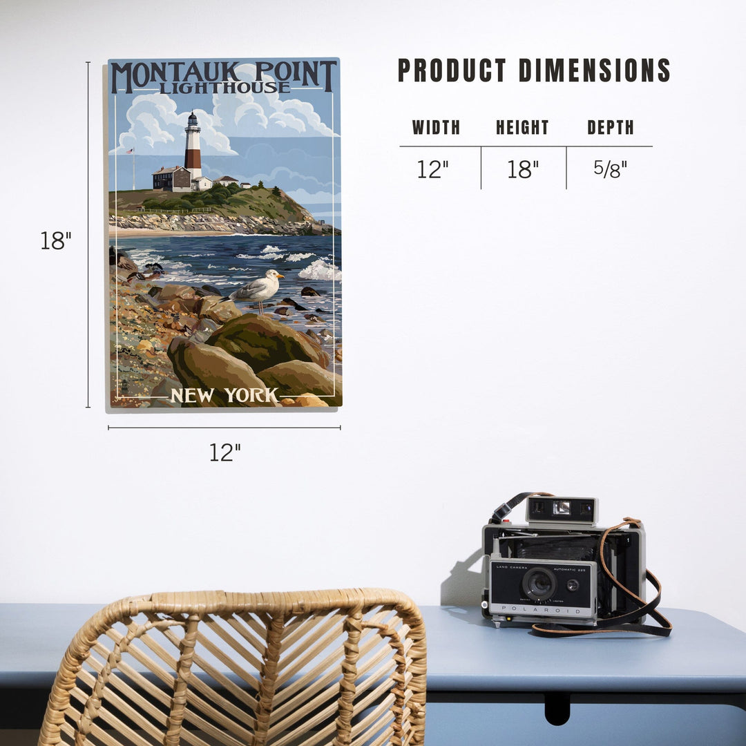Montauk Point Lighthouse, New York, Lantern Press Artwork, Wood Signs and Postcards Wood Lantern Press