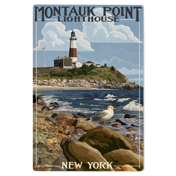 Montauk Point Lighthouse, New York, Lantern Press Artwork, Wood Signs and Postcards Wood Lantern Press