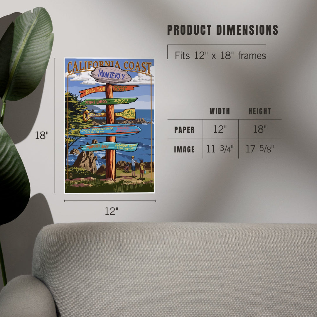 Monterey, California, Destinations Signpost, Art & Giclee Prints Art Lantern Press