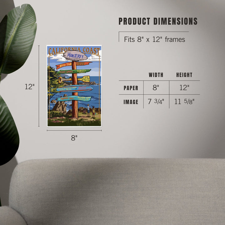 Monterey, California, Destinations Signpost, Art & Giclee Prints Art Lantern Press