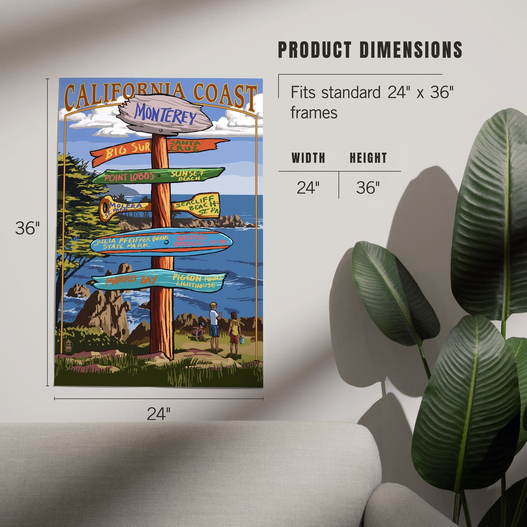 Monterey, California, Destinations Signpost, Art & Giclee Prints Art Lantern Press
