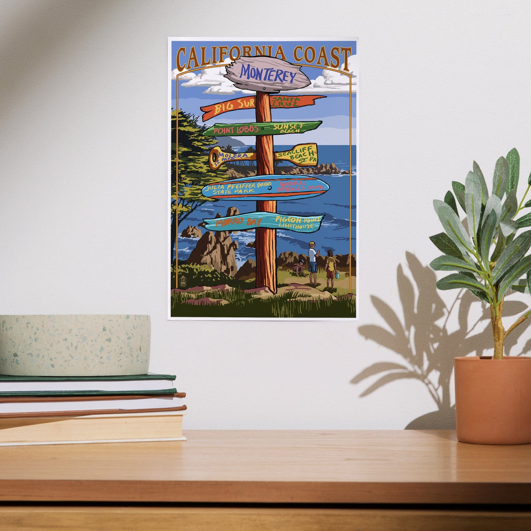 Monterey, California, Destinations Signpost, Art & Giclee Prints Art Lantern Press