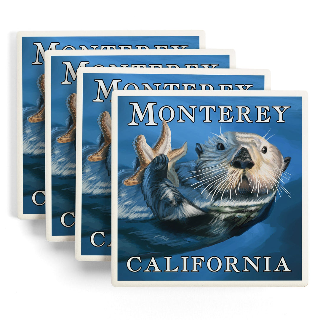 Monterey, California, Sea Otter, Coasters Coasters Lantern Press